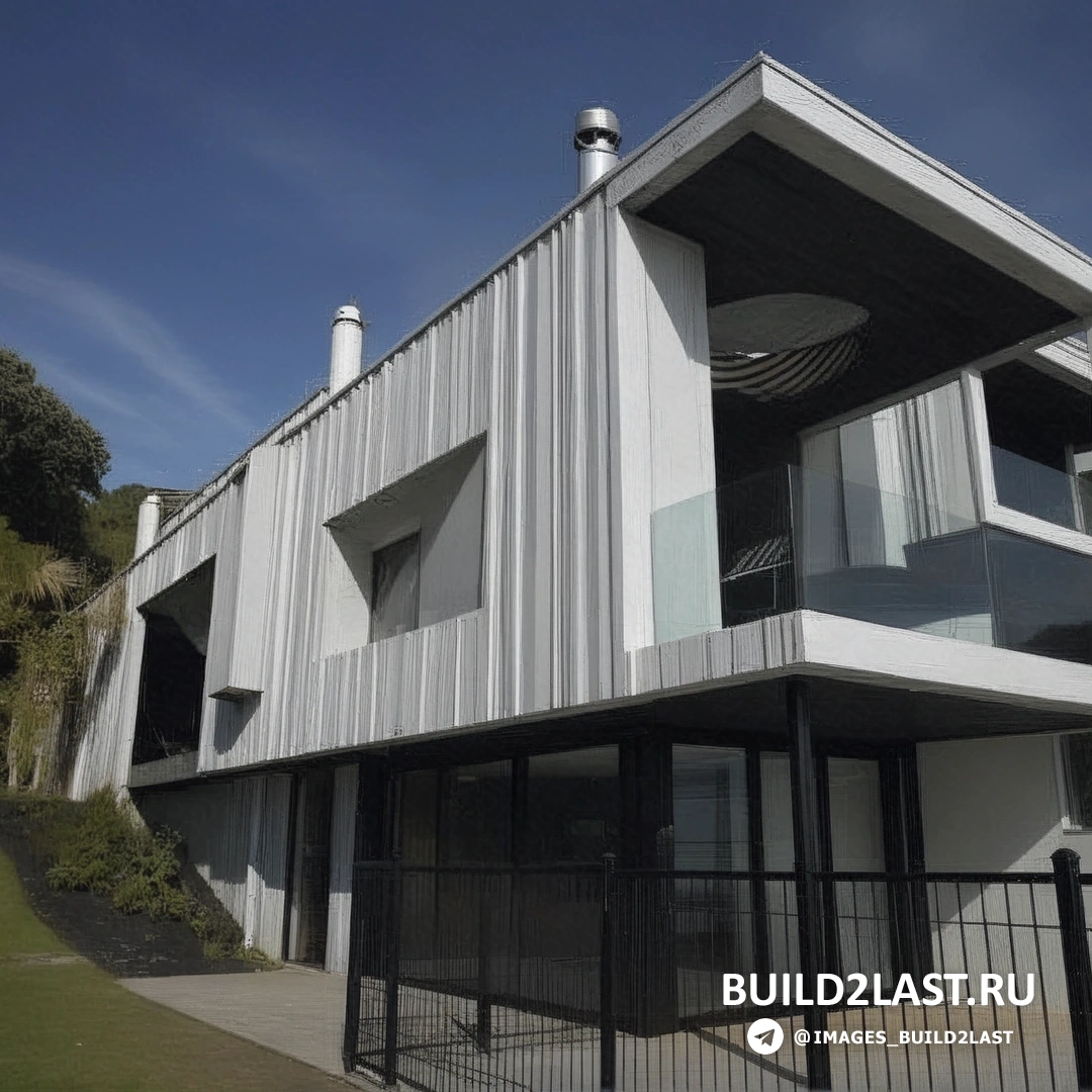 Бетонная отделка фасада современного дома, гармонично сочетающаяся с другими материалами