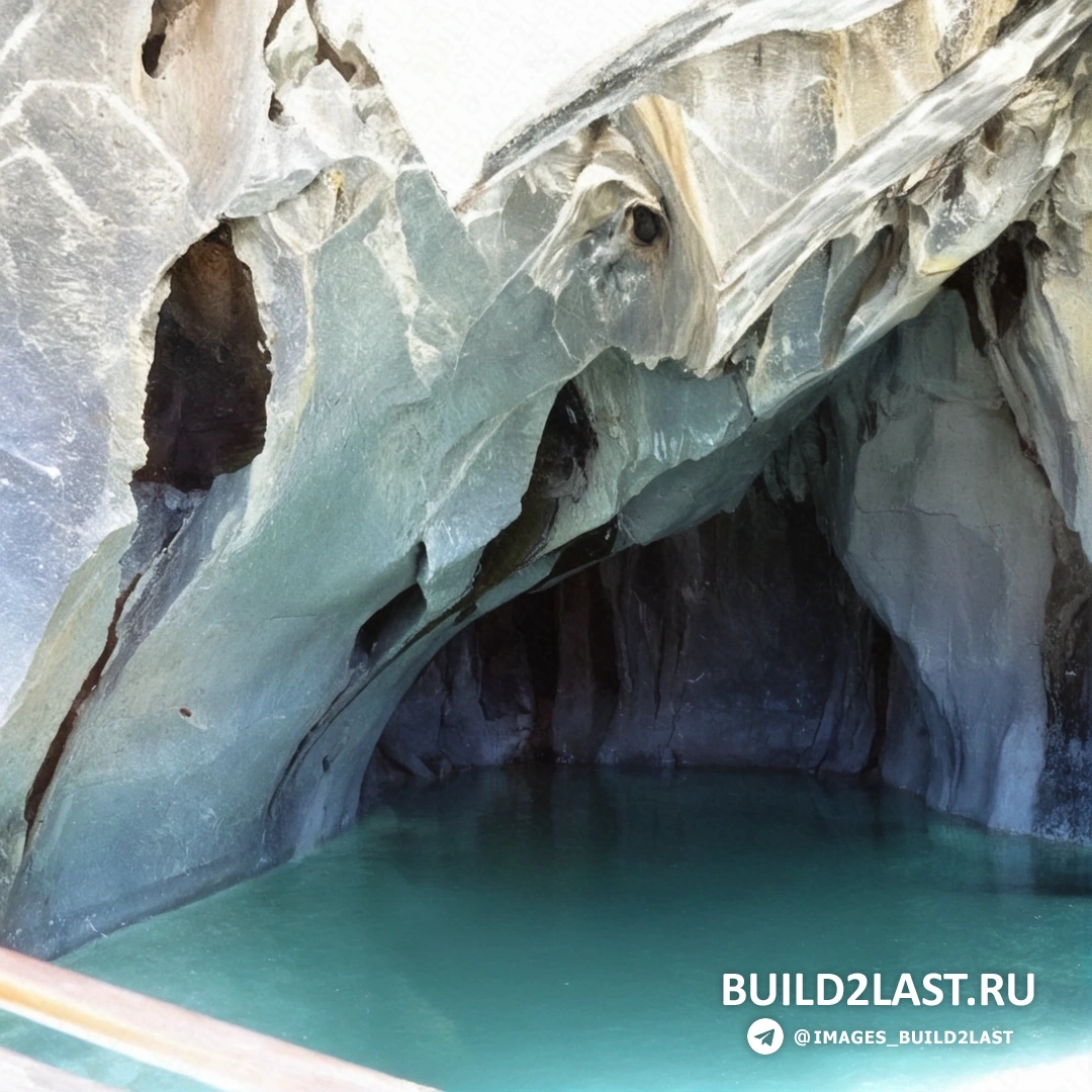 Чили, мраморные пещеры с уникальными природными образованиями.