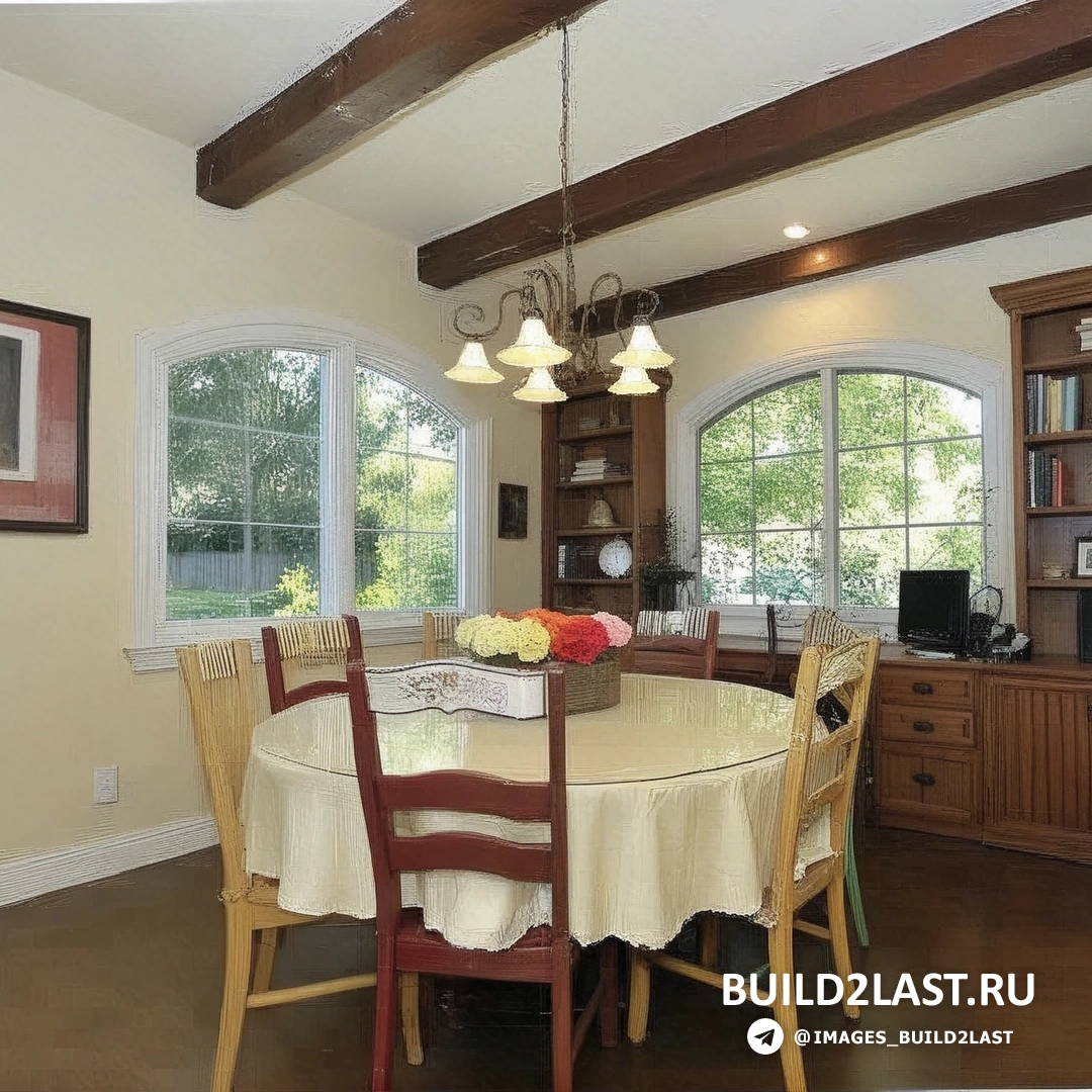 Деревянные стулья с мягкой обивкой вокруг стола