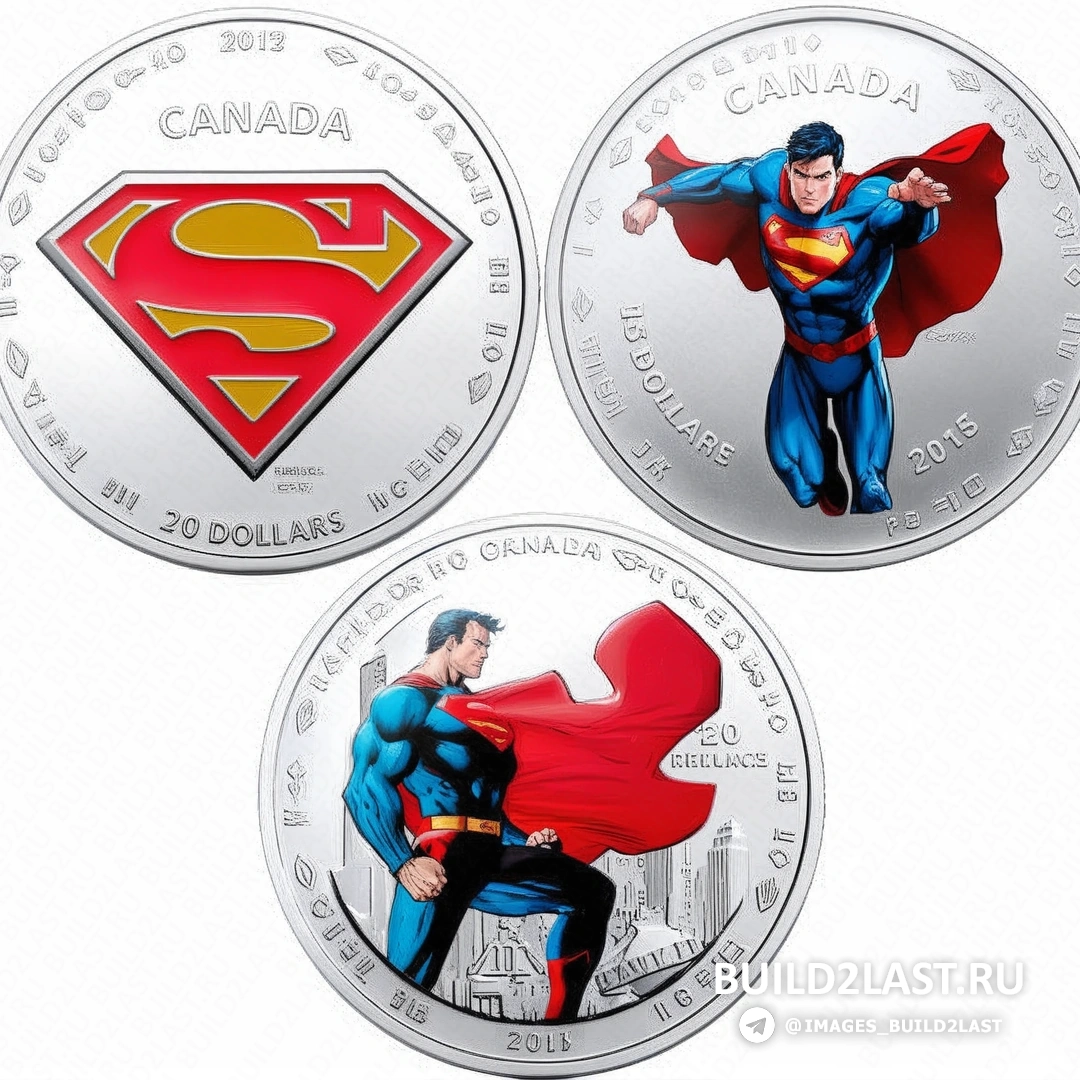 Детализированное изображение Супермена в полете на монете