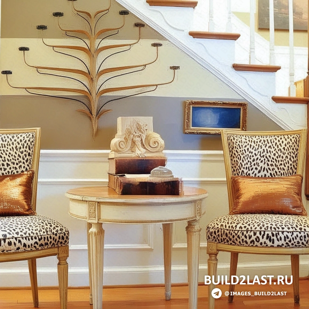 Элегантный декор с леопардовым принтом: стол и стулья в бежевых и золотистых тонах