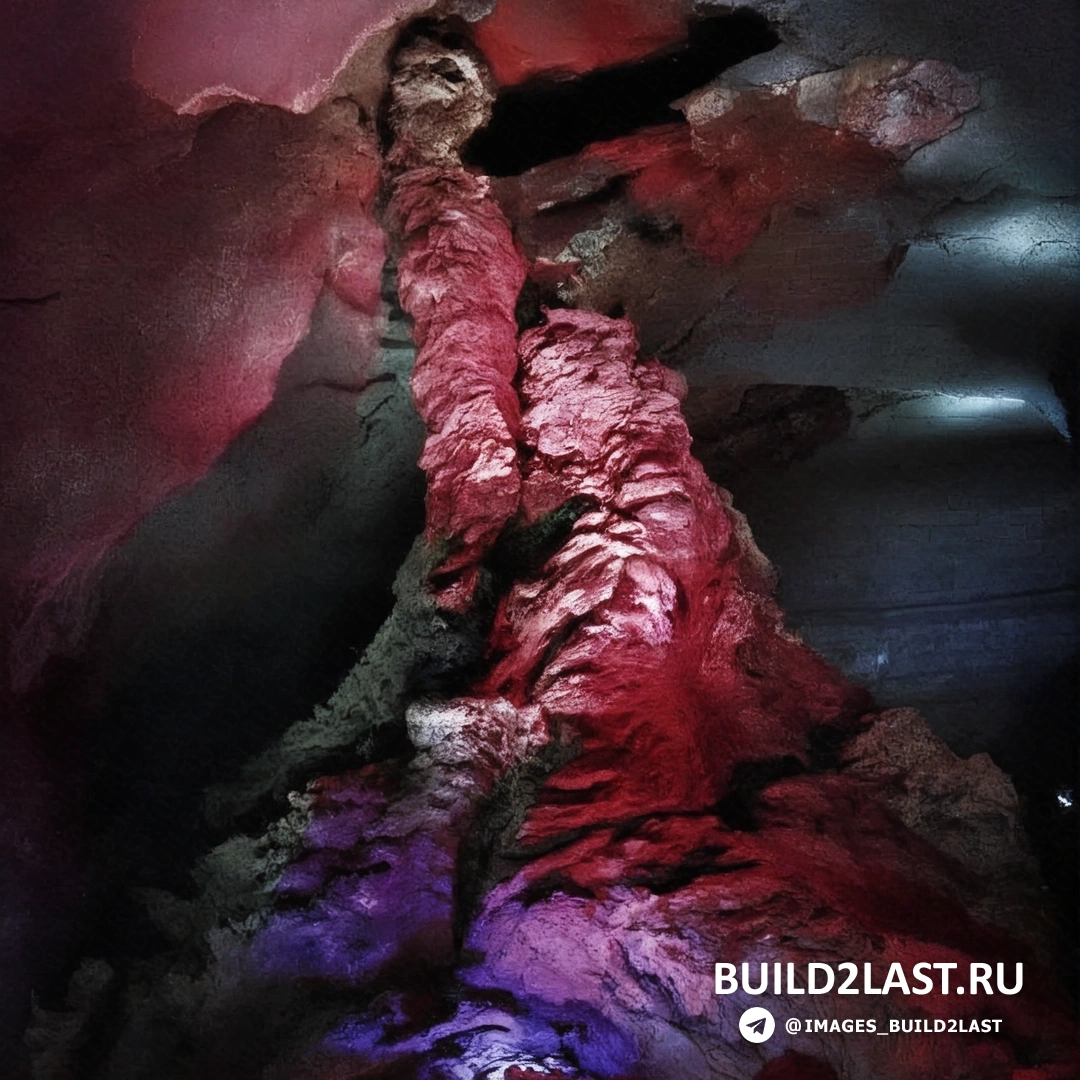 Красивый пейзаж лавового тоннеля с яркими геометрическими формациями на стенах