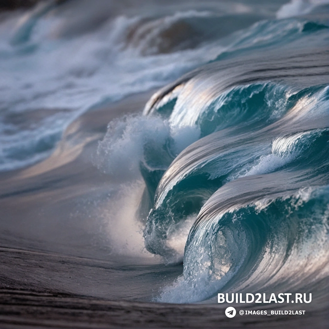 Морская волна, замороженная в момент схождения с небом, создающая эффект замершего времени.