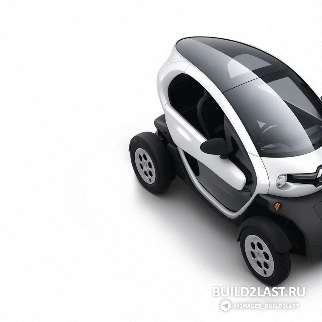Renault Twizy с белыми и черными пластиковыми элементами на кузове.