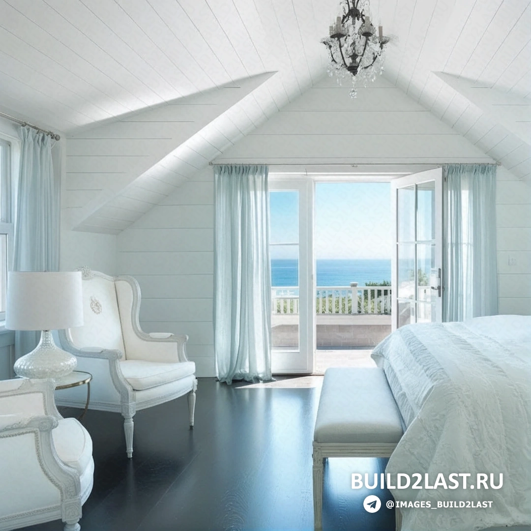 Современная спальня в белых тонах с минималистичным дизайном, стильная кровать с белым постельным бельем, светлая деревянная мебель