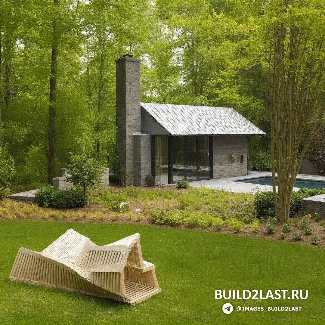 Современный садовый домик с бассейном, расположенный в Вашингтоне, США. Включает фасад с использованием стекла и серого цвета, зеленый газон и внутренний дворик с элементами ландшафтного дизайна.