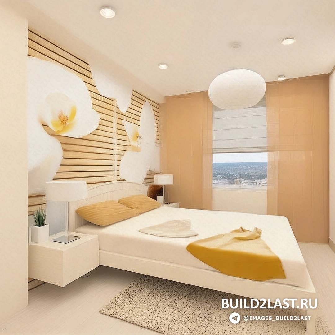 Спальня в пастельных тонах с морским акцентом, темным деревом и розовыми оттенками, люстрами и настольными светильниками.