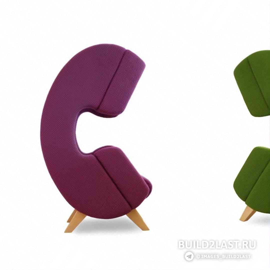 Вид кресла FirstCall сбоку, подчеркивающий его уникальную форму в виде телефонной трубки