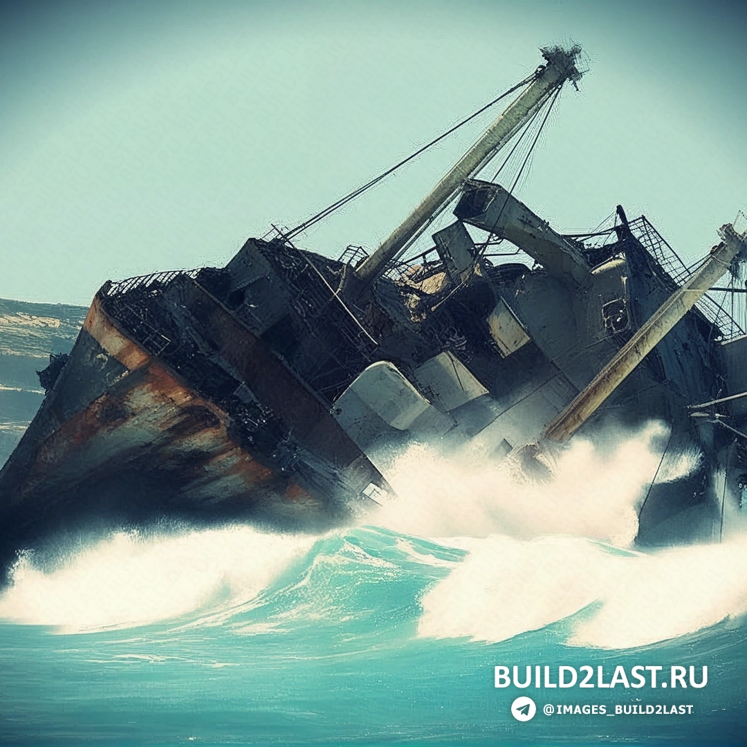 Заброшенный лайнер на фоне мрачного горизонта