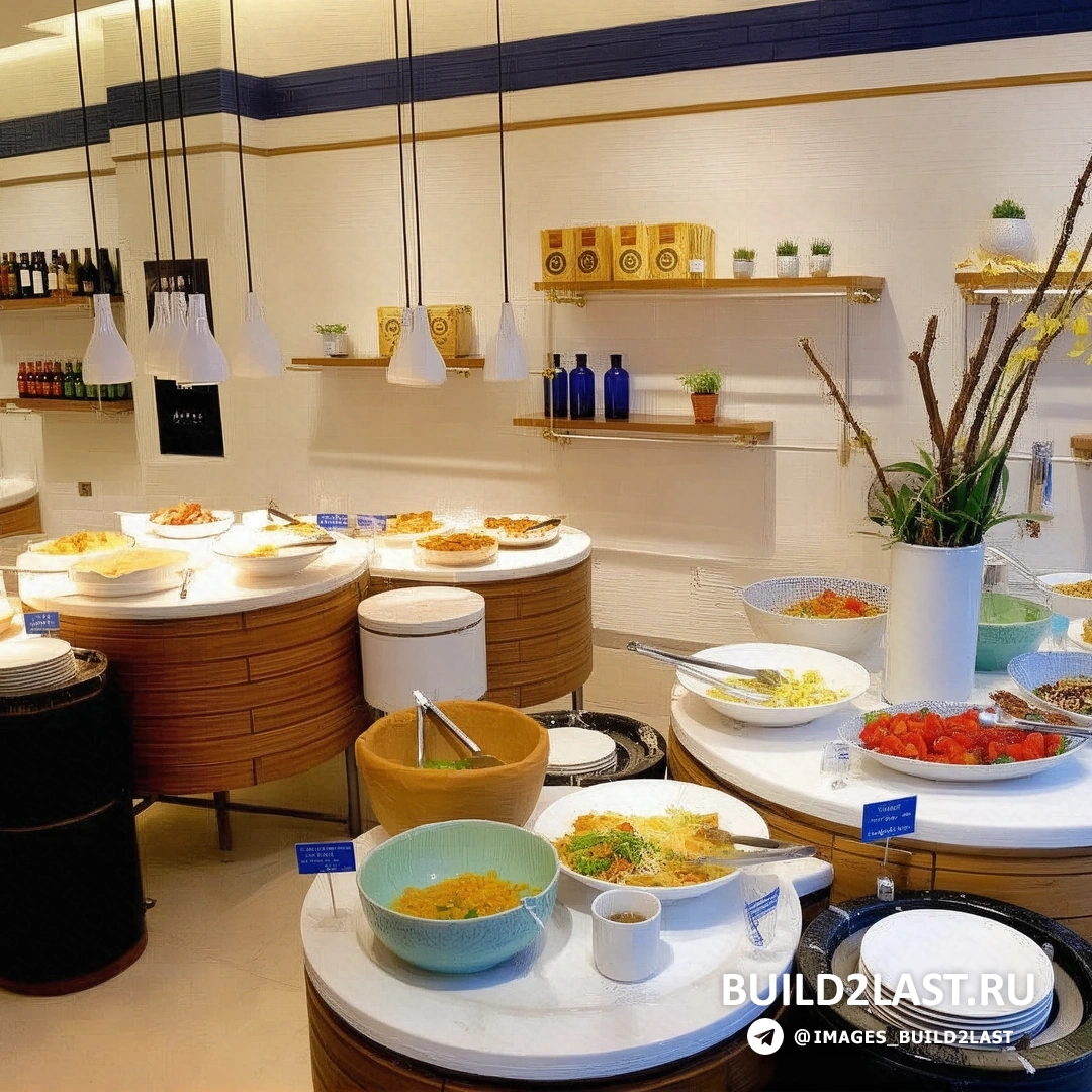 Зал ресторана с стульями и столами, многоуровневыми потолками и современным освещением.